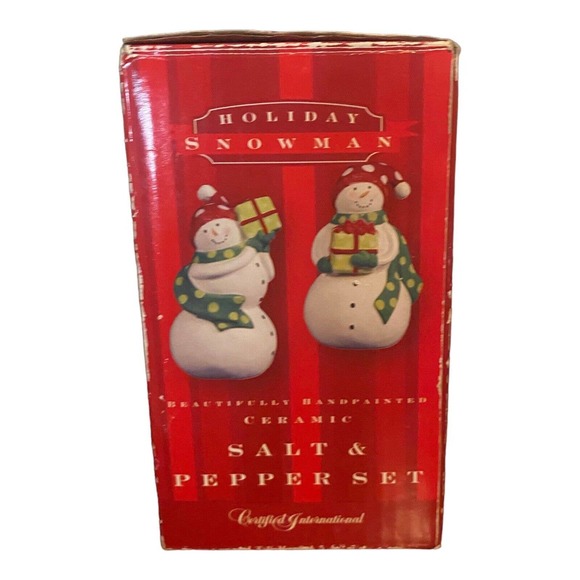 Holiday Snowman Ceramic Salt and Pepper Set - BRAND NEW IN BOX -‎ Hand Painted - Picture 4 of 4